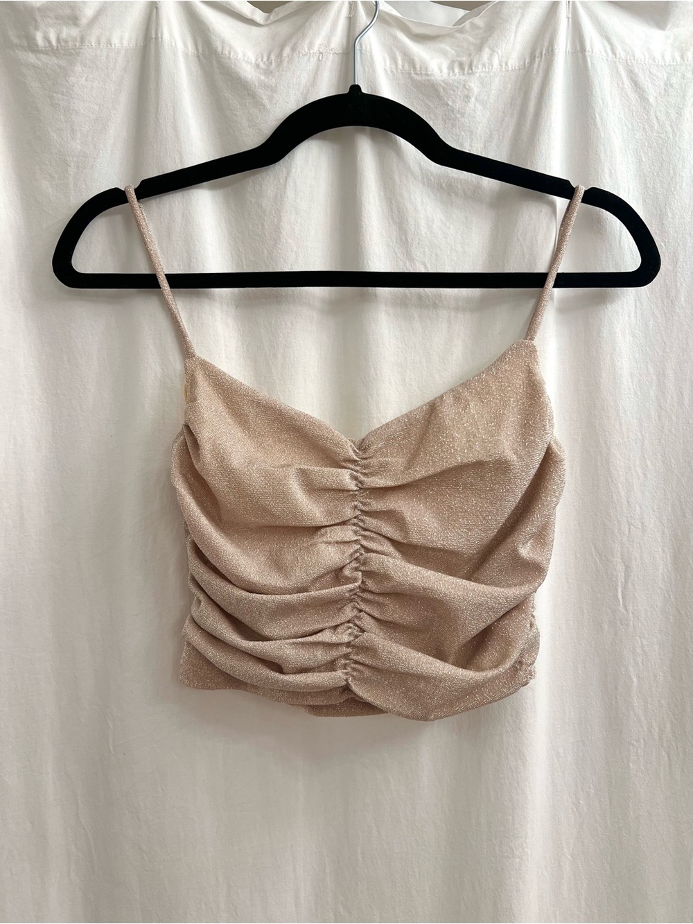 Princess Polly Glitter Crop Top - Silver